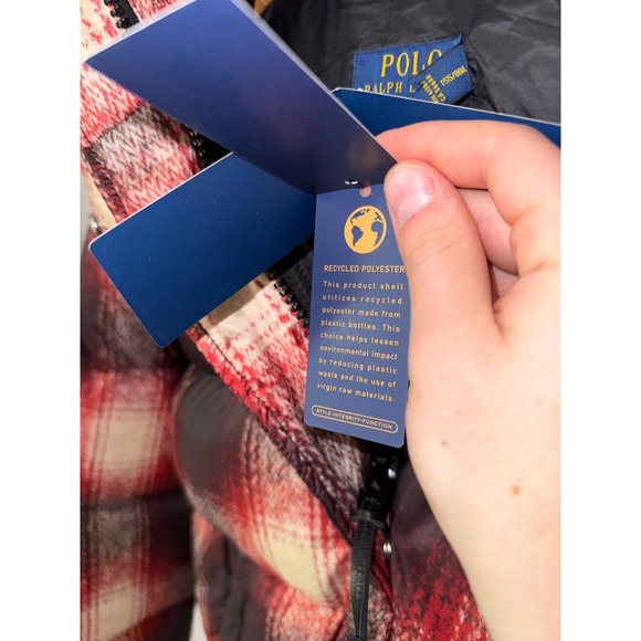 Polo Ralph Lauren Jacket Womens XS‎ Carly Plaid Duck Down Puffer Hooded Coat - Picture 10 of 11